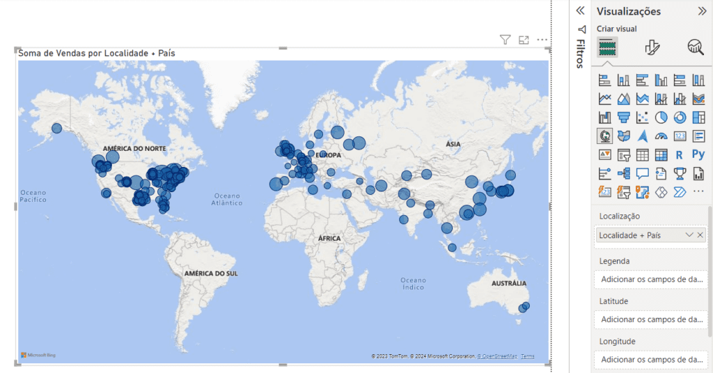 Gráfico de Mapa Não Funciona Corretamente no Power BI - Como Resolver? 16 Mapa correto
