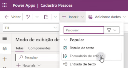 Aplicativo de Cadastro com Selfie – Power Apps 16 Formulário de edição