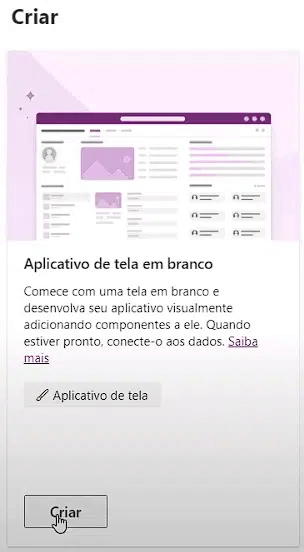 Aplicativo de Cadastro com Selfie – Power Apps 2 aplicativo de tela em branco