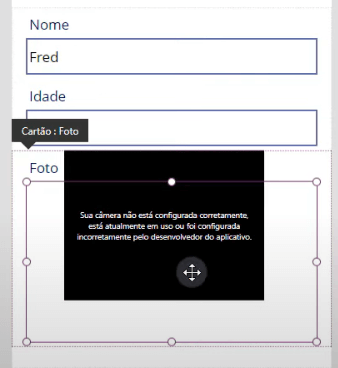 Aplicativo de Cadastro com Selfie – Power Apps 30 Selecionando o campo de enviar imagem para deletar
