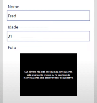 Aplicativo de Cadastro com Selfie – Power Apps 36 Formulário sem o x