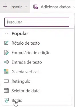 Aplicativo de Cadastro com Selfie – Power Apps 38 inserindo botão