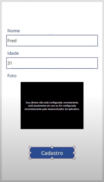 Aplicativo de Cadastro com Selfie – Power Apps 39 renomeando botão