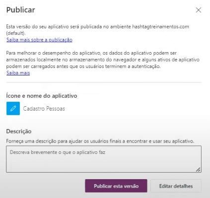 Aplicativo de Cadastro com Selfie – Power Apps 47 publicando aplicativo