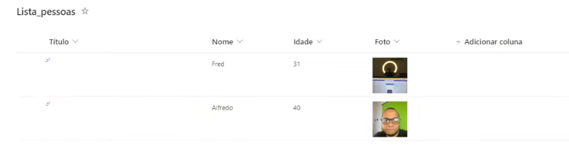 Aplicativo de Cadastro com Selfie – Power Apps 53 Banco de dados preenchido