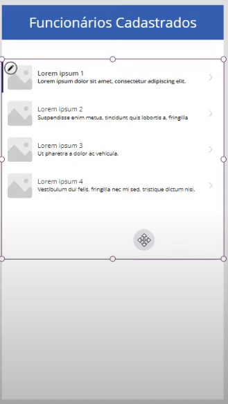 Aplicativo de Cadastro com Selfie – Power Apps 56 criando galeria vertical