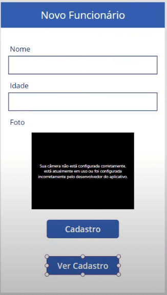 Aplicativo de Cadastro com Selfie – Power Apps 62 Botão Ver cadastro