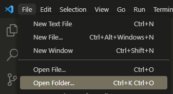 Opção Open Folder