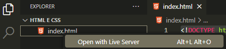 opção Open with Live Server