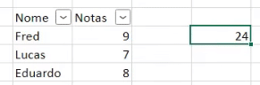 Resultado Função SOMA