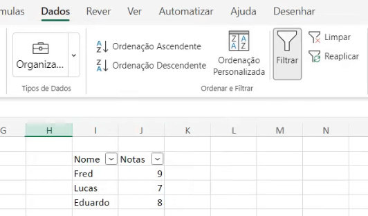Filtrar Excel Online