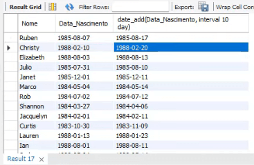 Função date_add