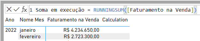 Calculando Faturamento Acumulado