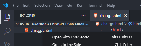 Open with live server