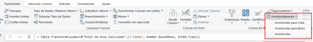 Arredondando os anos para baixo
