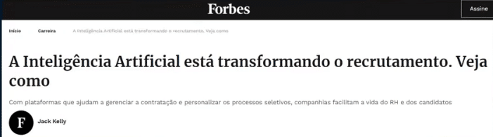 Recrutamento feito com Inteligência Artificial