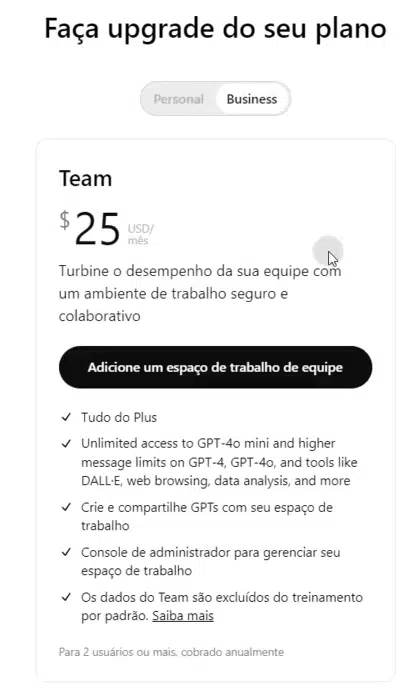 Planos Profissional do ChatGPT
