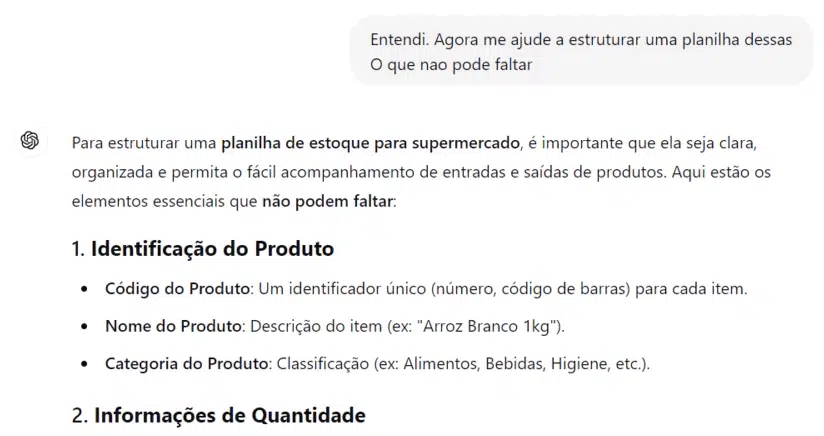 Como estruturar uma planilha de estoque com ChatGPT