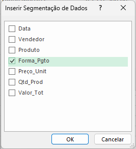 5 Ferramentas para Criar Gráficos Dinâmicos no Excel 9 Definindo o parâmetro da segmentação de dados