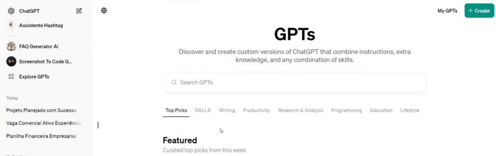 Explorando o ChatGPT 4 – Explorar GPTs