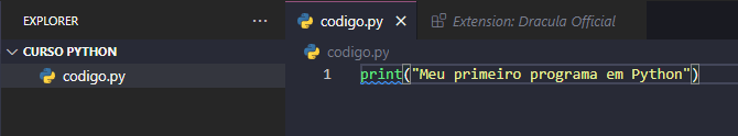 Primeira linha de código
