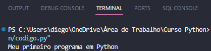 Terminal do vs code