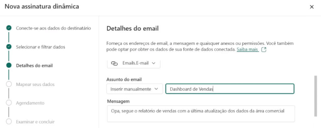 Enviar Relatórios Personalizados por E-mail com Power BI 11 Assunto e mensagem padrão