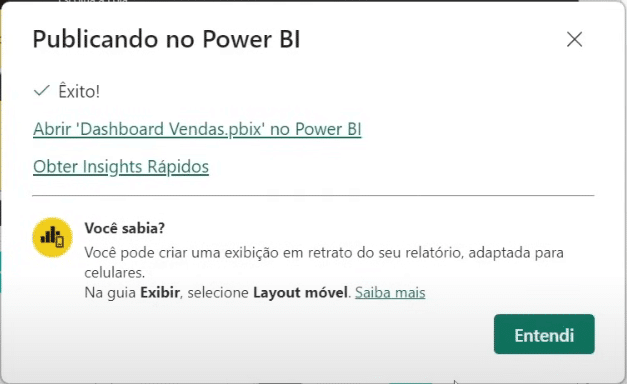Enviar Relatórios Personalizados por E-mail com Power BI 5 Mensagem de conclusão