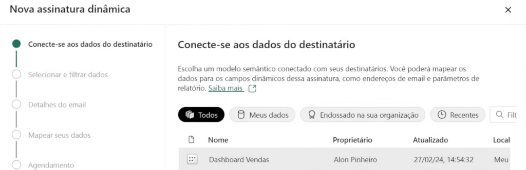 Enviar Relatórios Personalizados por E-mail com Power BI 8 Escolher o relatório