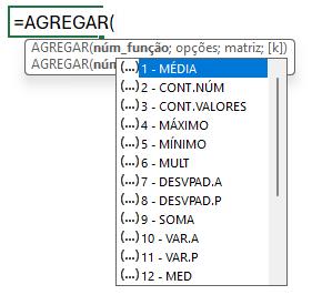 19 funções integradas da AGREGAR