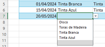 Selecionando produto a partir da lista