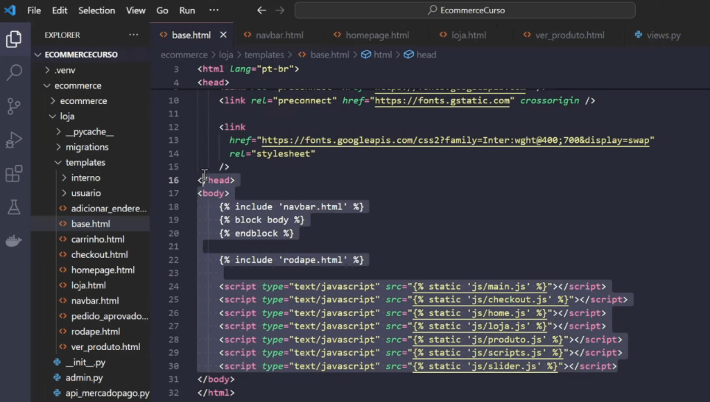 Código HTML no VS Code