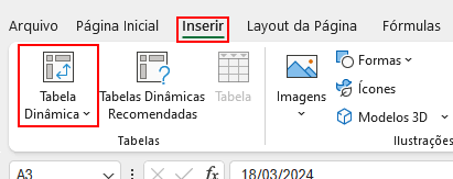 Inserir Tabela Dinâmica