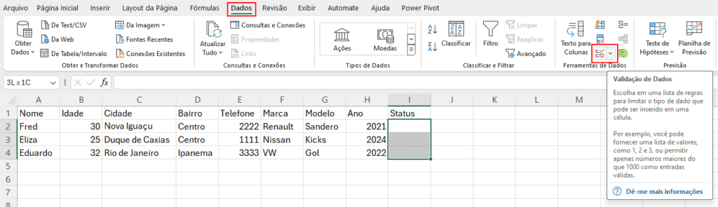 Validação de Dados