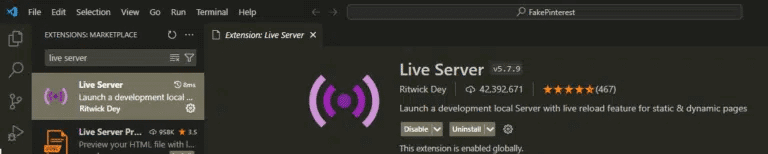 extensão Live Server