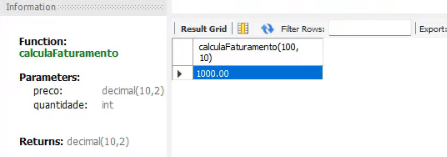 Função de calculo de faturamento no SQL