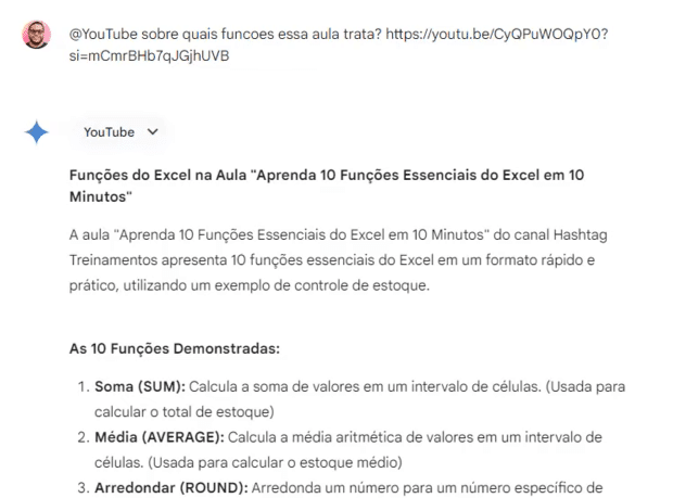 Perguntando sobre o vídeo para o Gemini