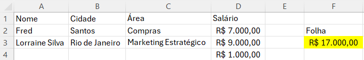 Folha Salarial com a macro VBA