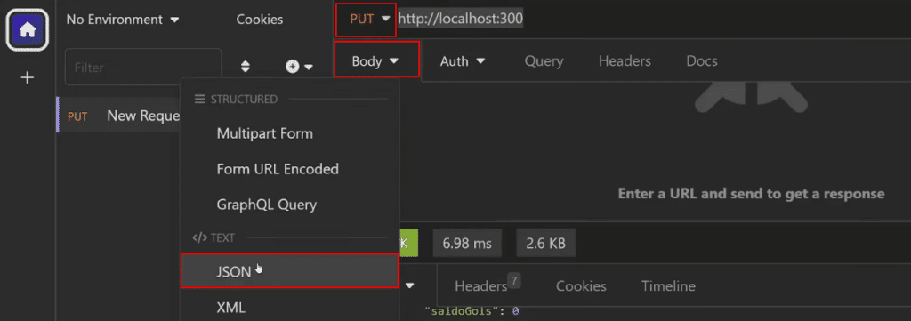 Body da Requisição – Atualizando as Informações