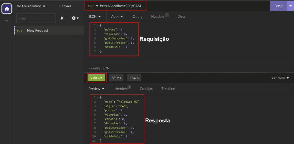 Realizando a requisição PUT no Insomnia