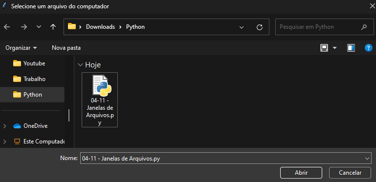 Selecionar Arquivo do Computador com Python