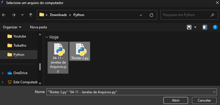 Selecionar Arquivos do Computador com Python