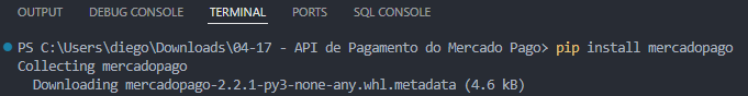 Instalando a biblioteca do Mercado Pago