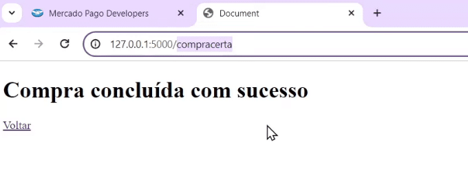 página de Compra concluída