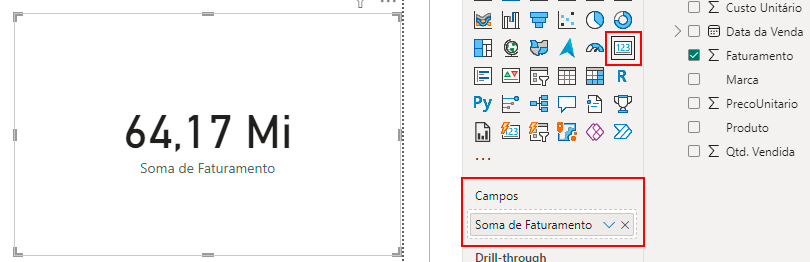Cartão no Power BI