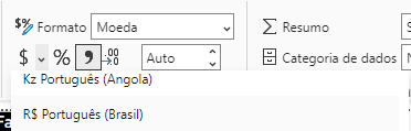 formatação para Moeda – R$ Português (Brasil)