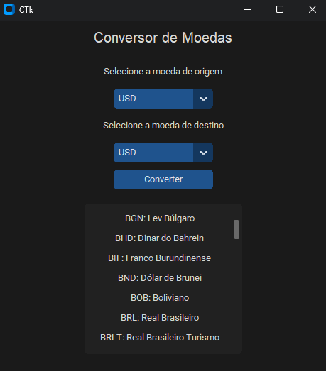 lista de moedas