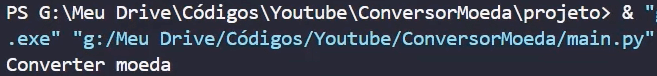 🪙 Projeto Conversor de Moedas com Python 6 Testando o Botão de Conversão