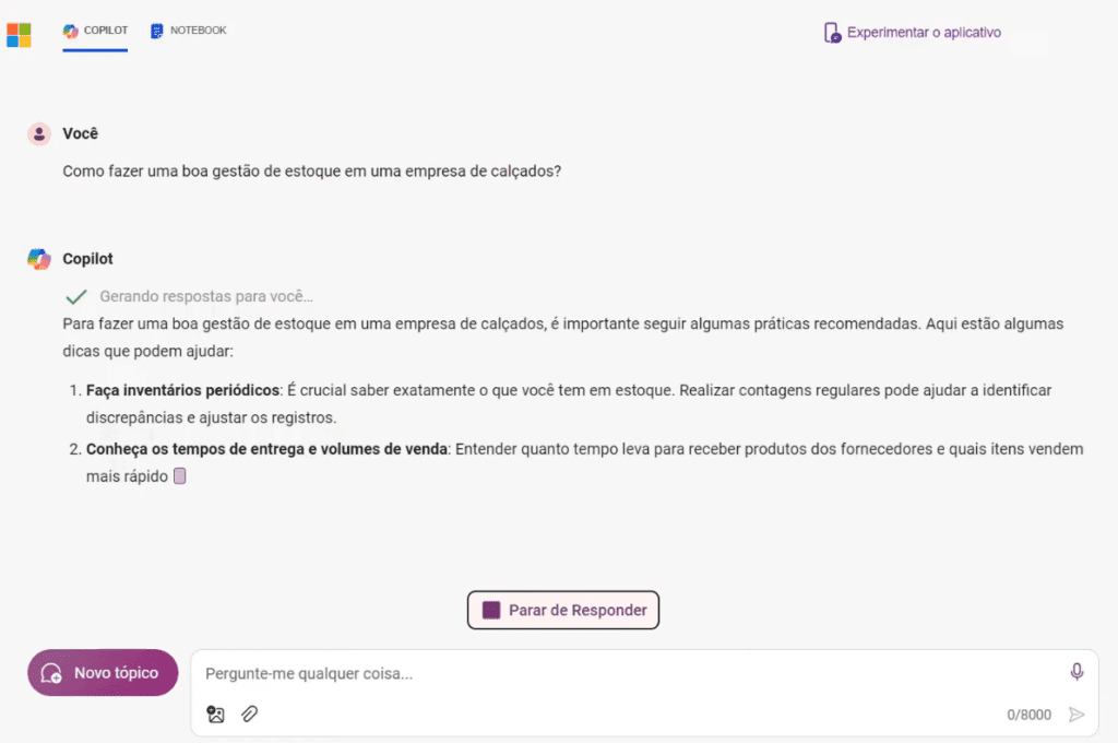 gestão de estoque com Copilot