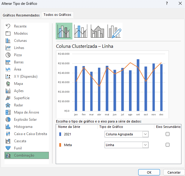 Como Criar Gráficos Impactantes no Excel 11 Alterar Tipo de Gráfico